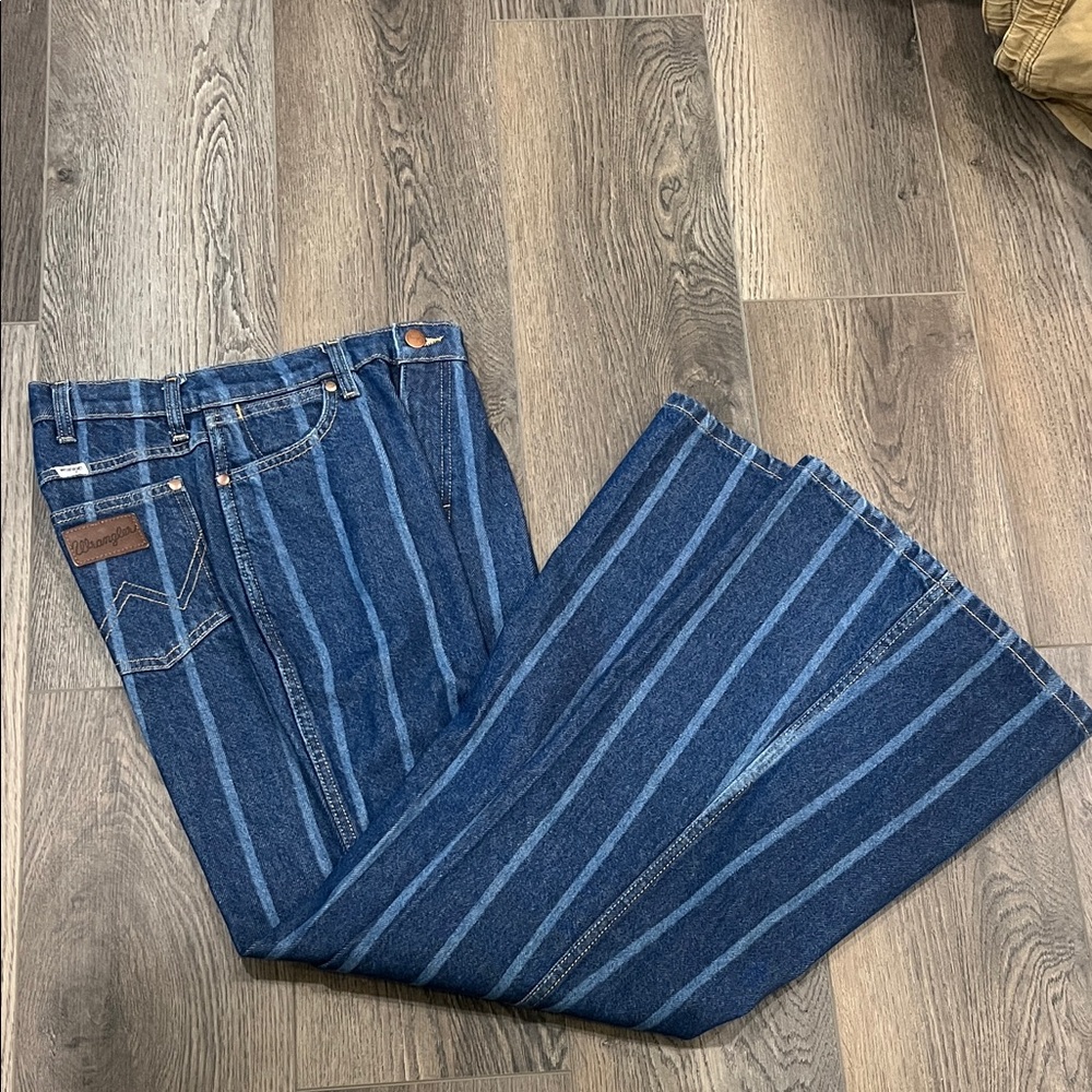 Wrangler Striped Blue Denim Jeans